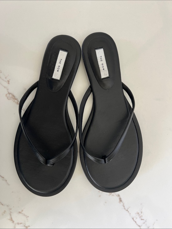 The Row Shoes - New The Row Black Leather Minimalist Thong Sandals